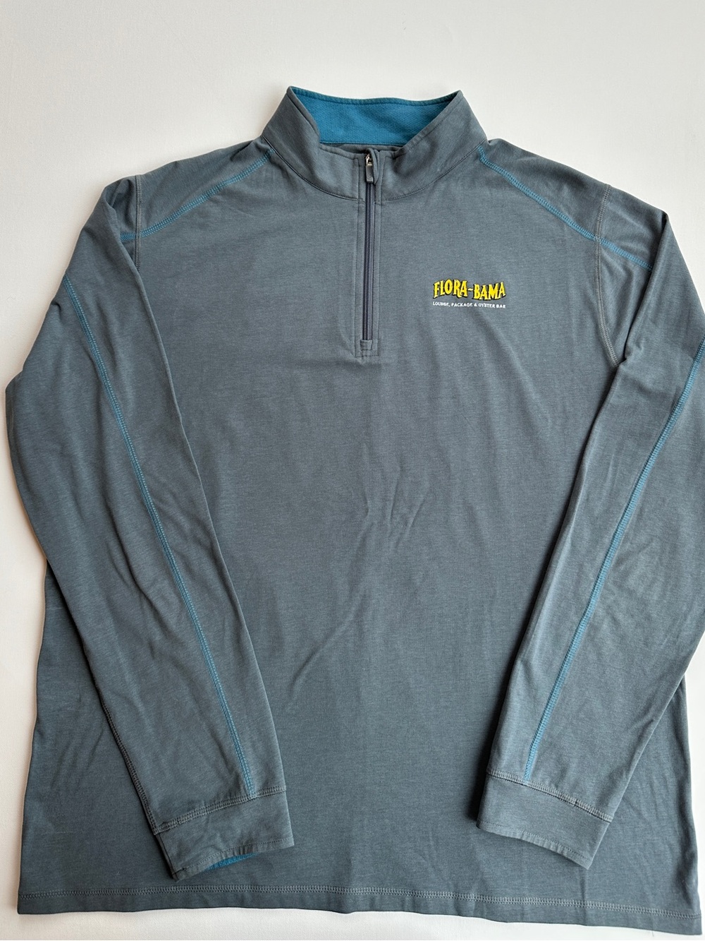 Tasc Flora Bama Blue Performance 1/4 Quarter Zip Cotton Bamboo XL